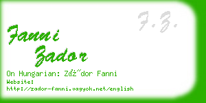 fanni zador business card